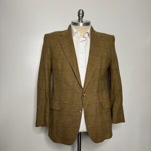Oakmont 44R Mens Brown Plaid Wool Tweed Sport Coat Blazer Jacket